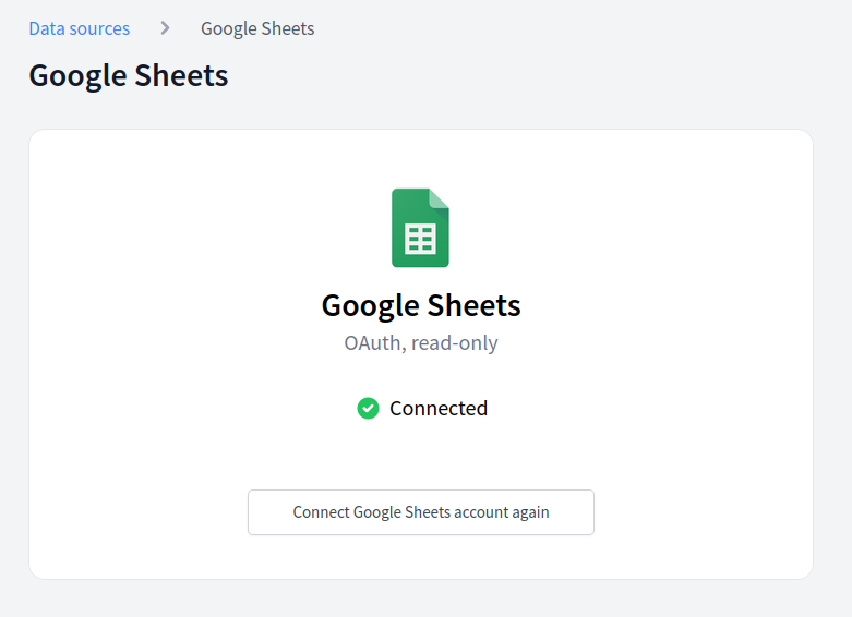 Google Sheets connection in FactBranch