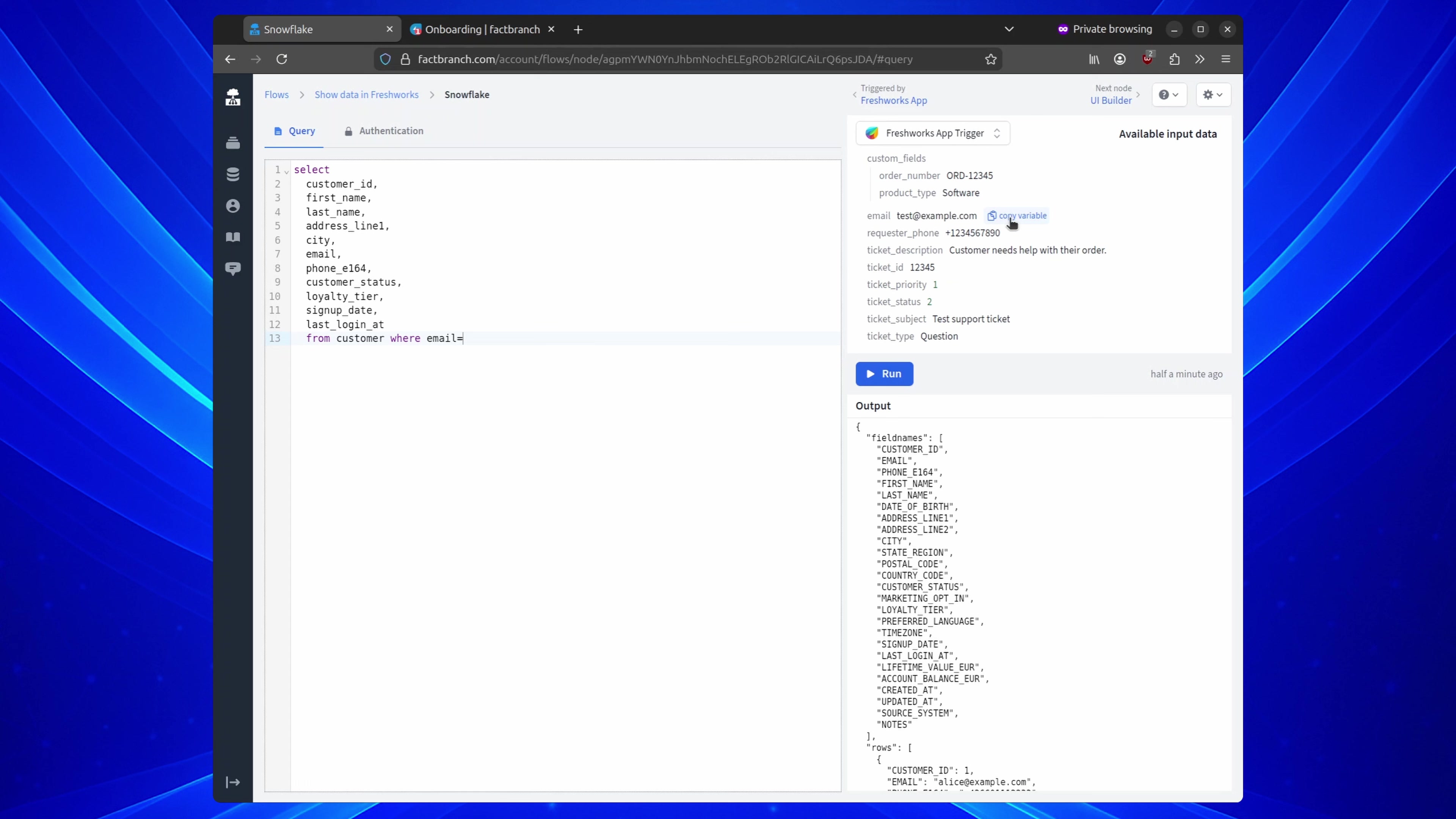 Copying placeholder variable path from input data panel