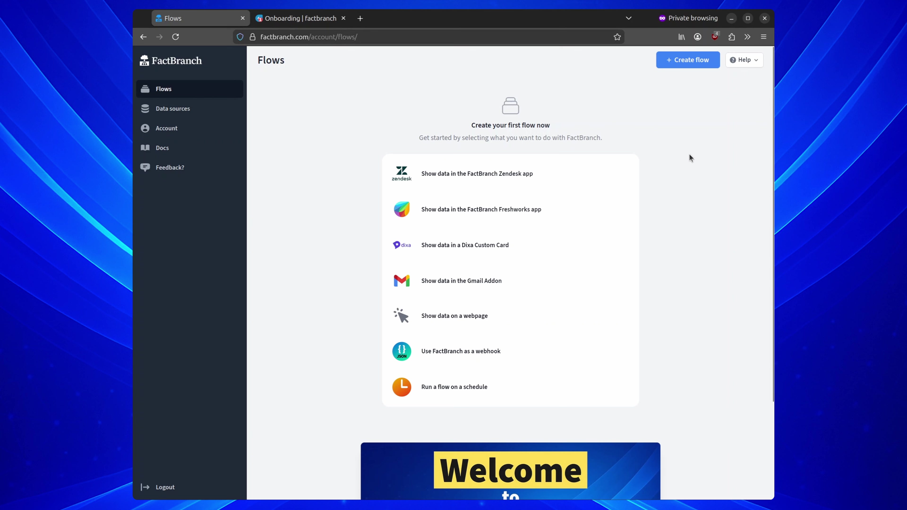 Selecting option to show data in Freshworks app