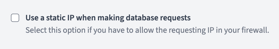 Static IP configuration showing the IP address to whitelist