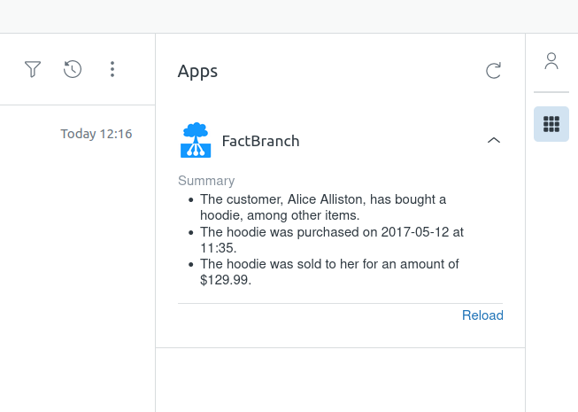Zendesk ticket sidebar showing a ChatGPT-generated response based on customer data pulled from a live database
