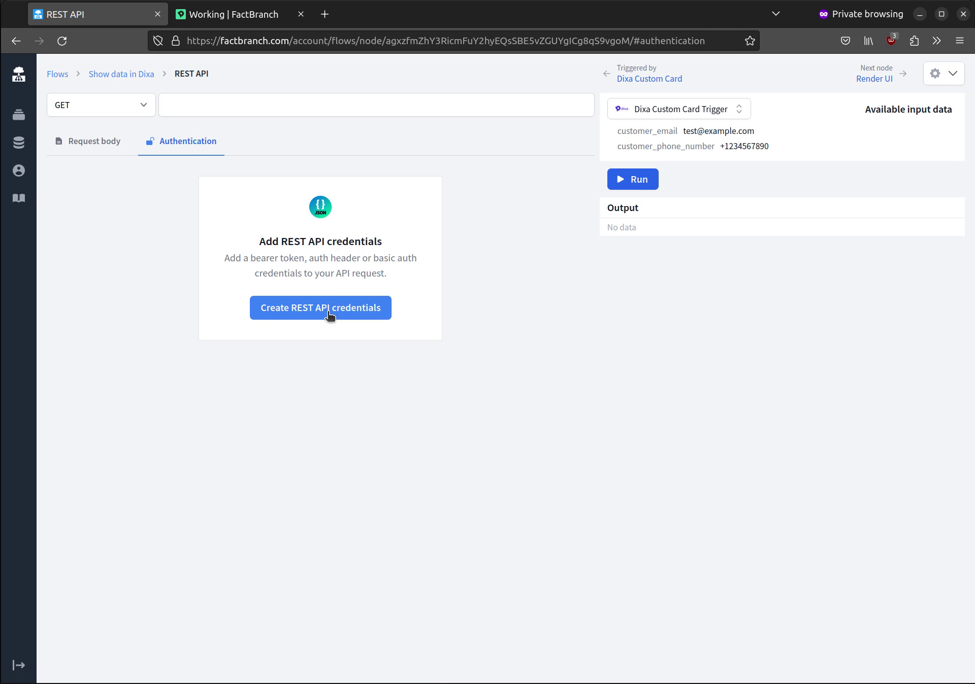 Configuring a REST API connection in FactBranch