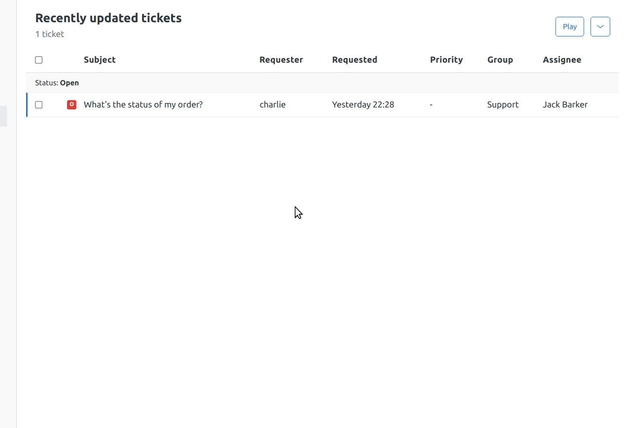 FactBranch showing customer data from an external source inside Zendesk as a ticket sidebar app